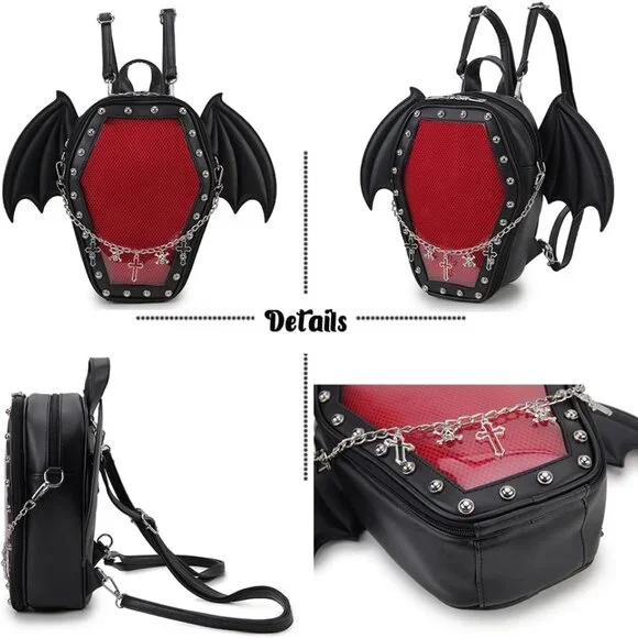 Gothic Coffin Shape Fashion Purses and Handbags for Women Halloween Shoulder Bag